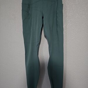 High-Waist Forest Green Leggings with Side Pockets